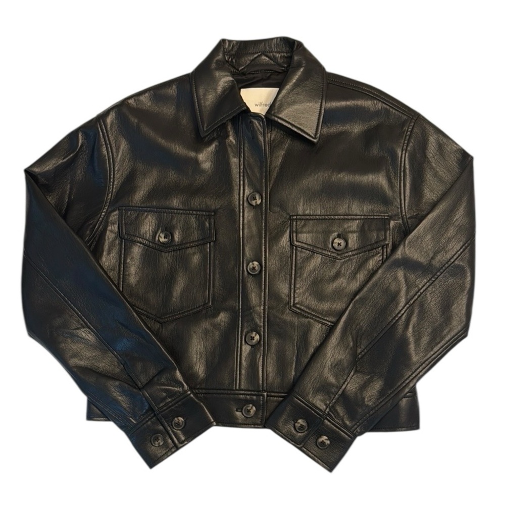 Wilfred Black Leather Button-Front Jacket NWT - image 1